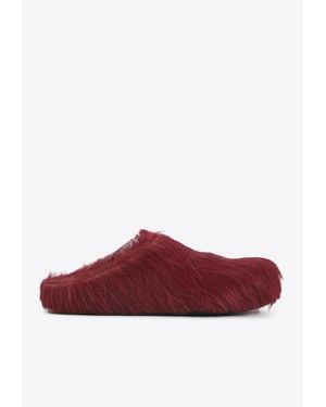 Marni Fussbett Calf Hair Sabot Mules - Red