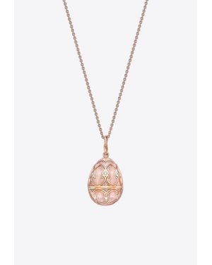Faberge Heritage Egg Pendant Necklace - White