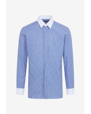 Tom Ford Striped Shirt With Contrasting Collar And Cuffs - Blue