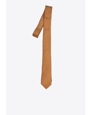 Fendi Polka Dot Jacquard Silk Tie - White