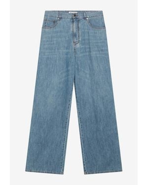 Miu Miu Straight-Leg Chambray Pants - Blue