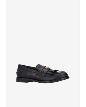 Miu Miu Fringed Leather Loafers - White