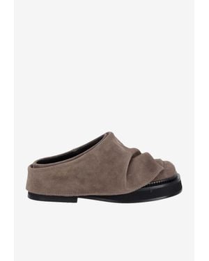 The Attico Mini Robin Suede Flat Mules - Brown