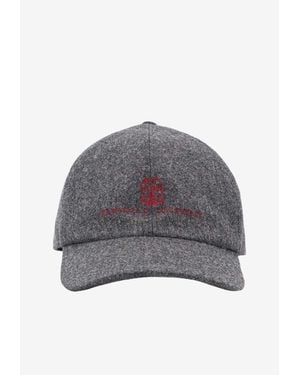 Brunello Cucinelli Logo Wool Baseball Cap - Grey