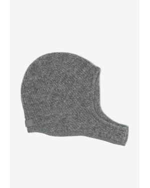 Jacquemus Le Capuche Gros Grain Ribbed Knit Hood - Gray