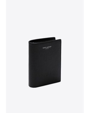 Saint Laurent Logo Embossed Credit Card Wallet - Black