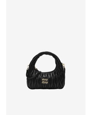 Miu Miu Small Wander Matelassé Hobo Bag - Black