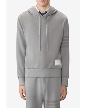 Thom Browne 4-Bar Stripes Hooded Sweatshirt - Gray