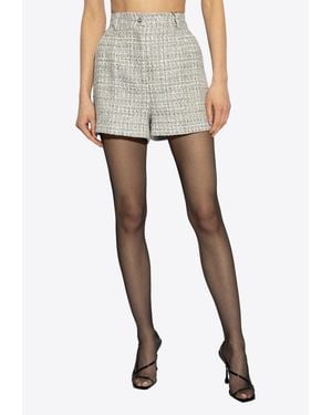 Dolce & Gabbana High-Waist Mini Tweed Shorts - Gray