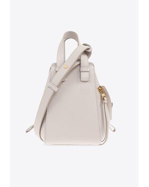 Loewe Compact Hammock Leather Top Handle Bag - White