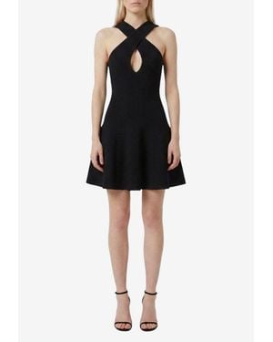 Alaïa Knit Crossover Mini Dress - Black