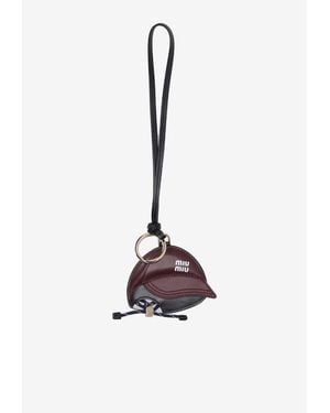 Miu Miu Logo Print Cap Keychain - White
