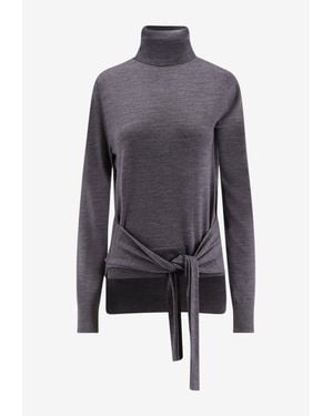 TOTEME Turtleneck Wool Sweater With Scarf - Blue