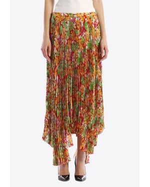 Plan C Floral Plissè Maxi Skirt - Multicolor