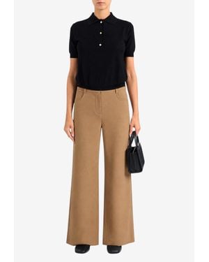 Max Mara Gela Wide-Leg Pants - Natural