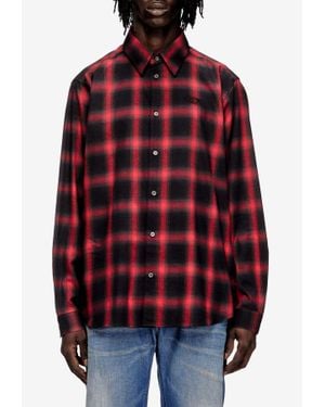 DIESEL S-Simply Long-Sleeved Check Shirt - Red