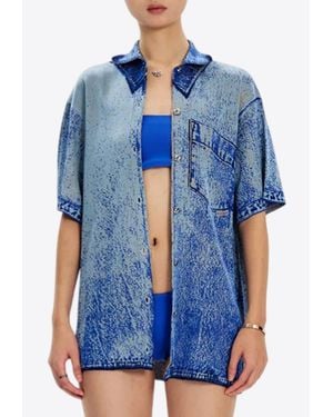 Ph5 Asher Oversized Denim-Print Shirt - Blue