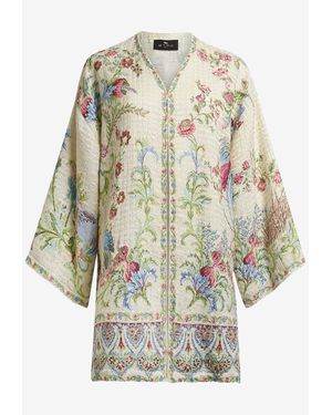 Etro Multicoloured Cotton Blend Kimono - White