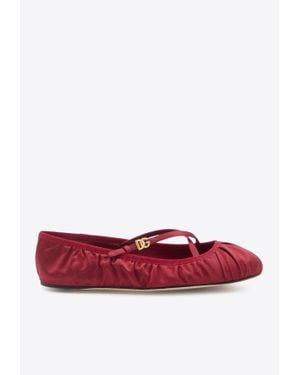 Dolce & Gabbana Vally Satin Ballet Flats - Red