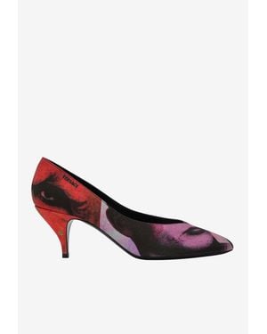Versace Tina 65 Printed Silk Faille Pumps - White