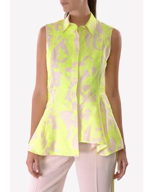 Jason Wu Sleeveless Printed Flared Shirt Wrtwus_us 6 - Yellow