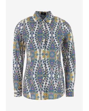 Etro Medallion And Paisley Print Long-Sleeved Shirt - Blue