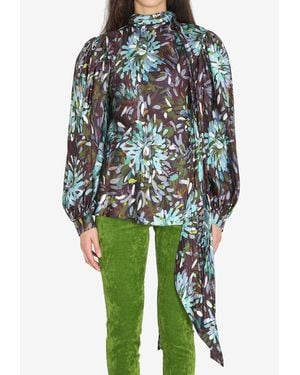 Gucci Printed Silk Twill Blouse - Green