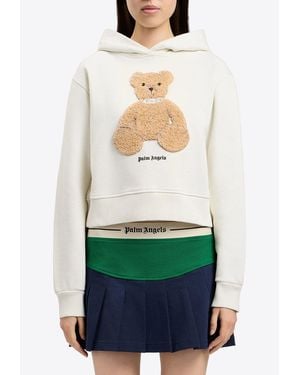 Palm Angels Textured Bear Cropped Hoodie - Green