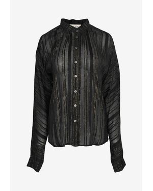 Paul & Joe Long-Sleeved Lurex Sheer Shirt - Black