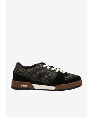Fendi Match Ff Jacquard Suede Sneakers - Black