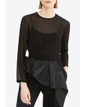 Max Mara Ferrera Semi Sheer Long-Sleeved T-Shirt - Black