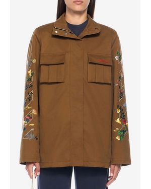 Off-White c/o Virgil Abloh Arrow Flower Field Twill Jacket - Brown