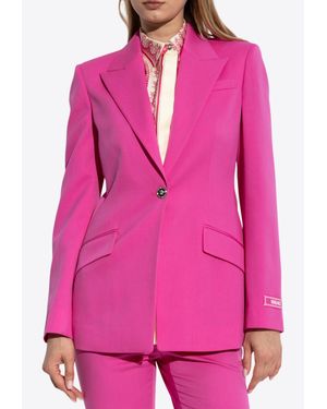 Versace Single-Breasted Wool Blazer - Pink