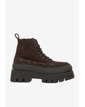 COPENHAGEN Suede Platform Lace-Up Boots - Brown