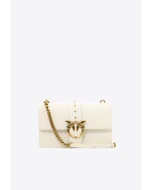 Pinko Classic Love Leather Crossbody Bag - White
