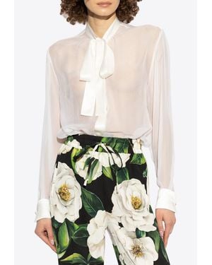 Dolce & Gabbana Chiffon Blouse With Self-Tie Bow - White