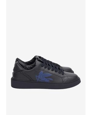 Etro Pegaso Leather Low-Top Sneakers - Blue