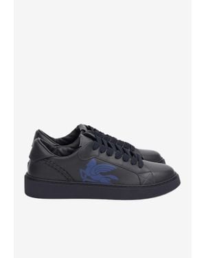 Etro Pegaso Leather Low-Top Trainers - Blue