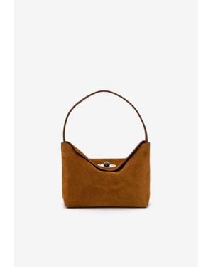 Christopher Esber Mini Turnlock Suede Shoulder Bag - Brown