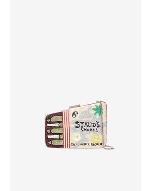 STAUD Carmella Beaded Clutch Bag - White