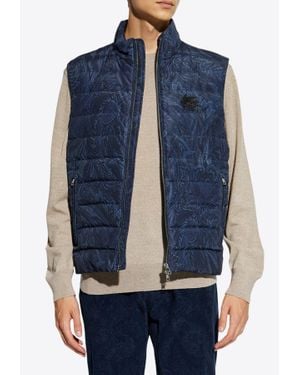 Etro Paisley Print Zip-Up Quilted Vest - Blue