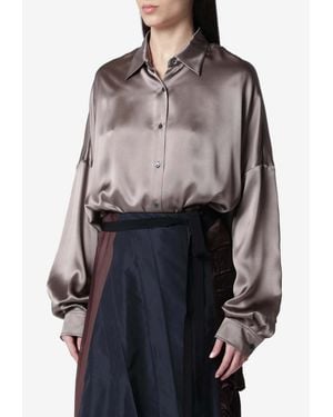 Dries Van Noten Silk Buttoned Shirt - Gray