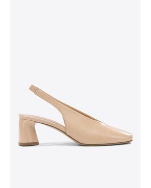 Halmanera 70 Leather Slingack Pumps - White