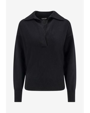 Tom Ford V-Neck Cashmere Jumper - Blue