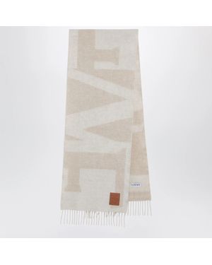 Loewe Logo Jacquard Cashmere Scarf - Natural