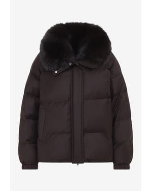 Yves Salomon Zip-Front Down Jacket - Black