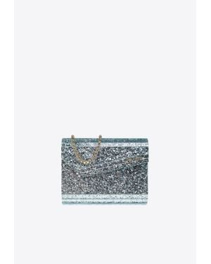 Jimmy Choo Candy Glittered Clutch Bag - Blue
