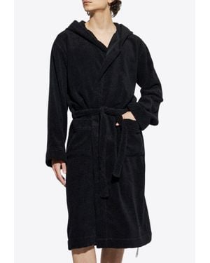Moschino Logo Print Bathrobe With Hood - Black