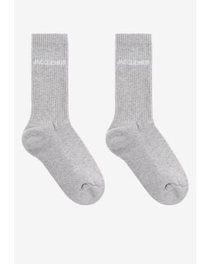 Jacquemus Logo Embroidered Ribbed Socks - White