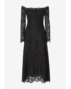 Fendi Off-Shoulder Macramé Dress - Black